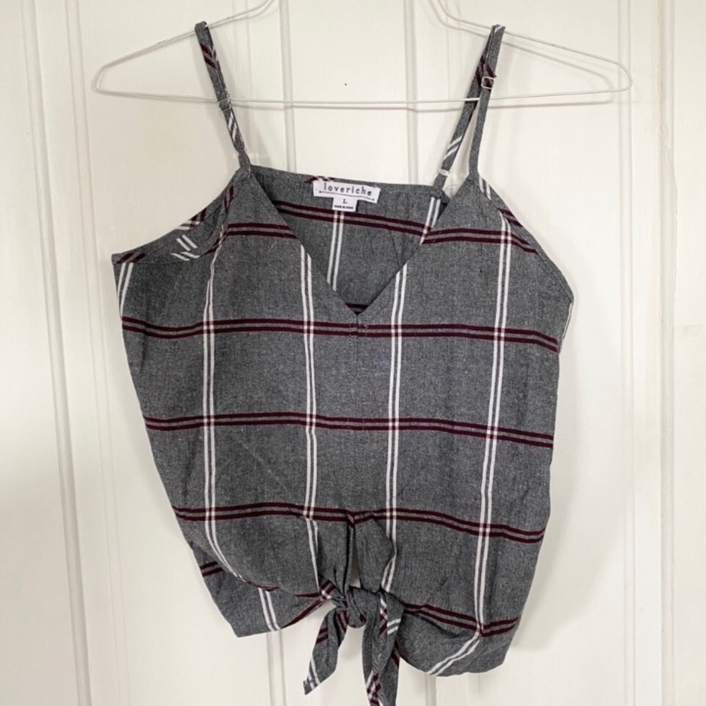 Grey plaid crop tank